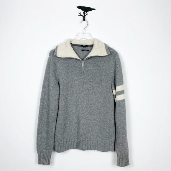Benson Gray Wool Blend 1/4 Zip Sweater - Picture 1 of 7